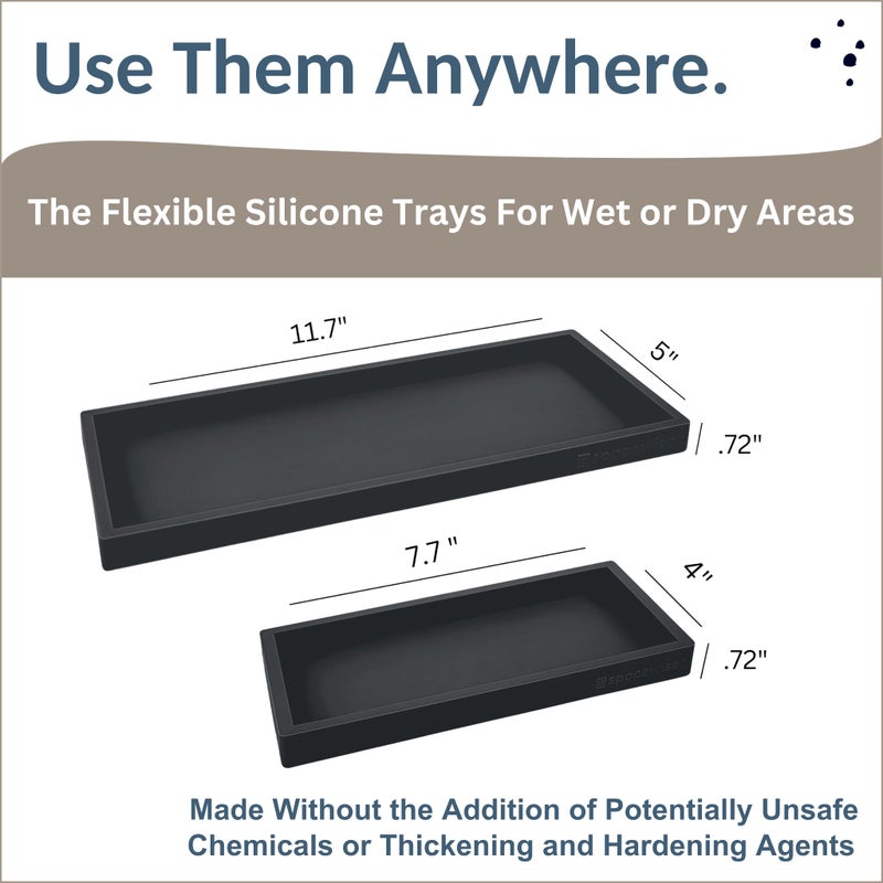 Spacewiser Countertop and Vanity Tray - 2 PC (11  and 7 ) Shatterproof Silicone Kitchen and Bathroom Trays for Counter  Kitchen Soap Dispenser Tray  Vanity Trays for Bathroom  Perfume Key Tray - Image 4